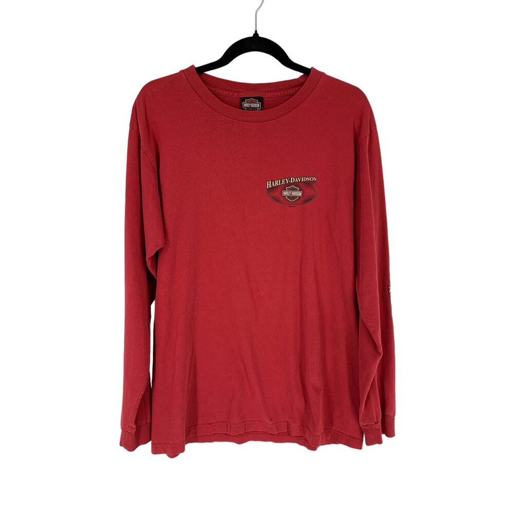 Harley Davidson Men's Size L Longsleeve Tee Shirt Red MILE HIGH COLORADO *READ